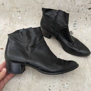 Paul Green Black Leather Ankle Boots, 7.5